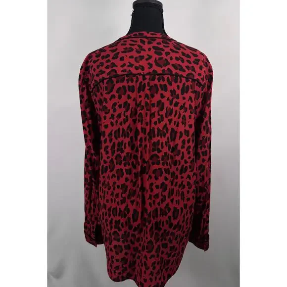 Rails “Lillian” Red Leopard Button Down Blouse Size L - Picture 6 of 13